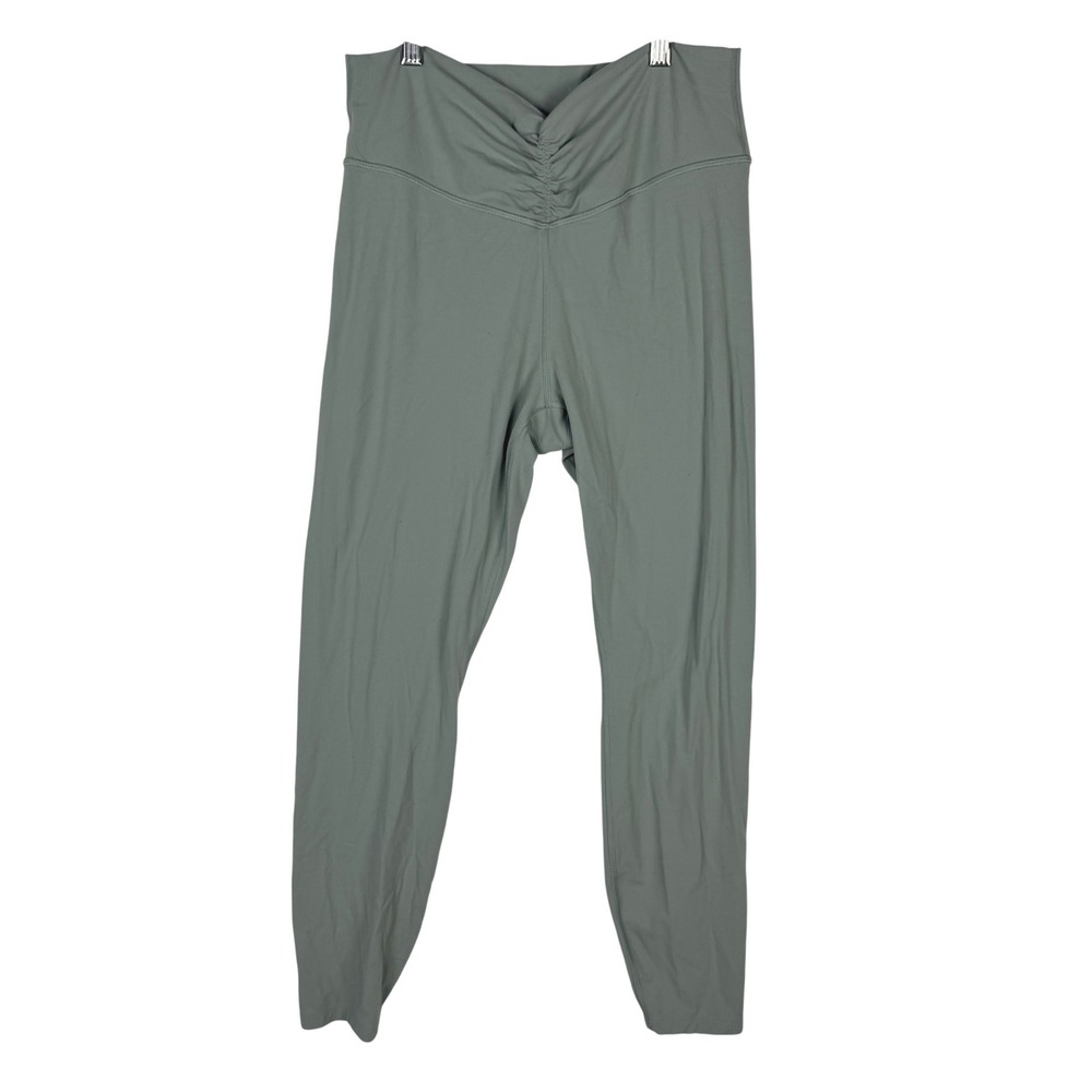 All in Motion Everyday Soft High Rise‎ 7/8 Leggings Sage Green Ruched V-Waist L